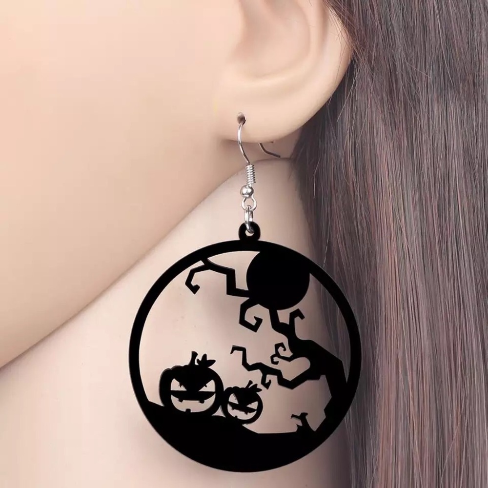 Pumpkin Scene Acrylic Earrings - Picture 3 of 4